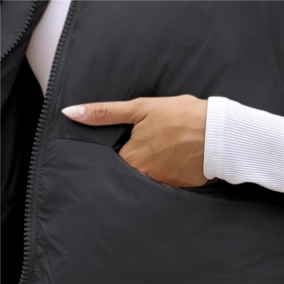 Women's Winter Crop Vest Puffer Lightweight Stand Collar Padded Vest Zip Up - Picture 6 of 6